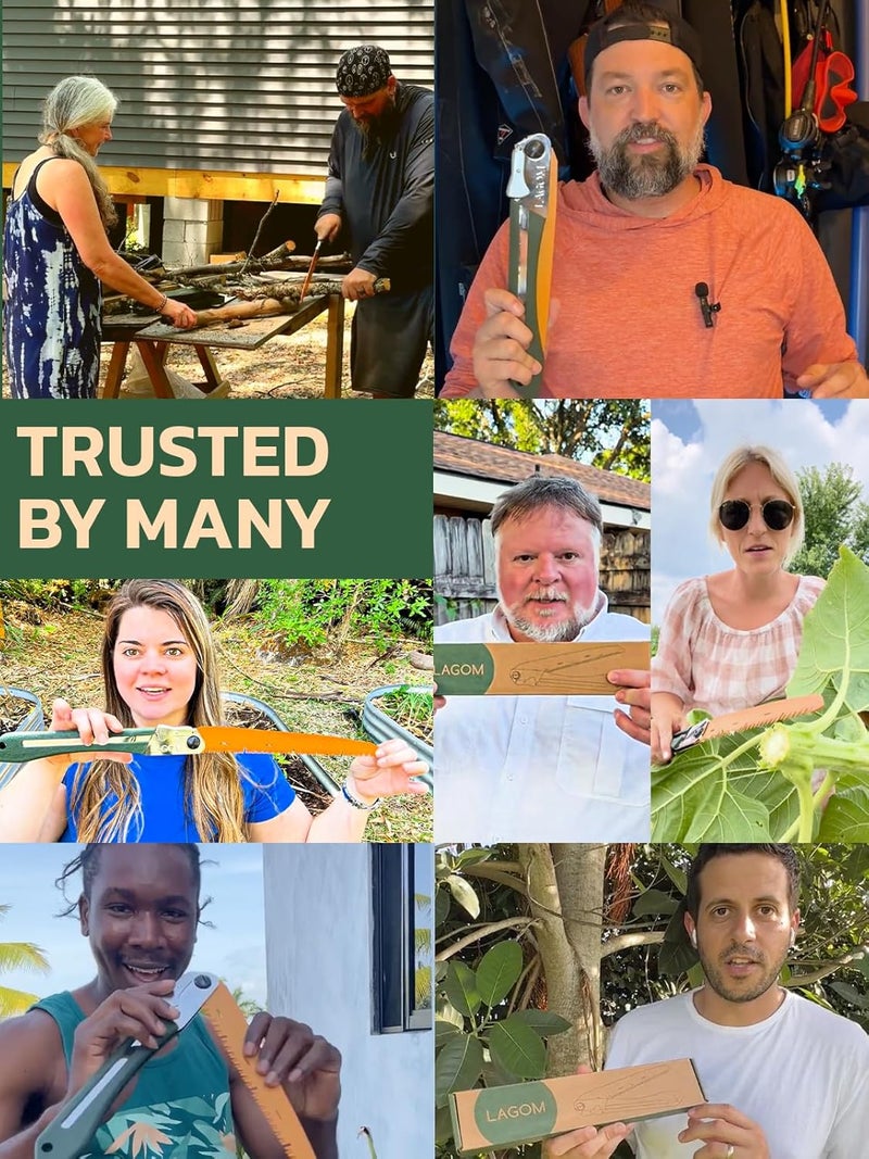 LAGOM Folding Camp Saw for Cutting Branches, 11.4" Curved Blade | SK5 Steel, Ergonomic Handle, One-Hand Use, Secure Lock | Foldable Pruning Tool for Camping, Gardening, Survival, Kayaking, Outdoors - Image 3